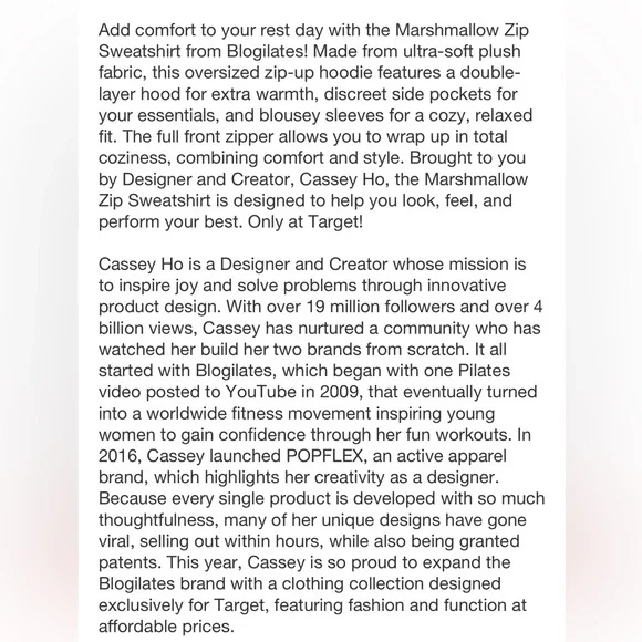 NWT Blogilates Marshmallow Zip Sweatshirt - Picture 9 of 9